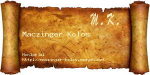 Maczinger Kolos névjegykártya